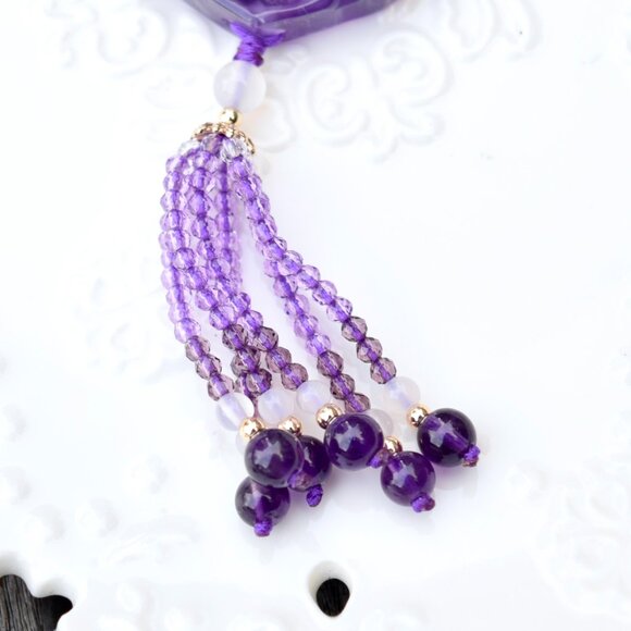 Amethyst Flora Lock Beaded Necklace - Picture 5 of 6